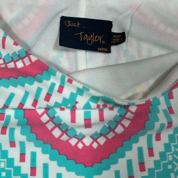 Just Taylor knee-lengt Dress Teal and Pink  Size 10 P - Picture 2 of 3